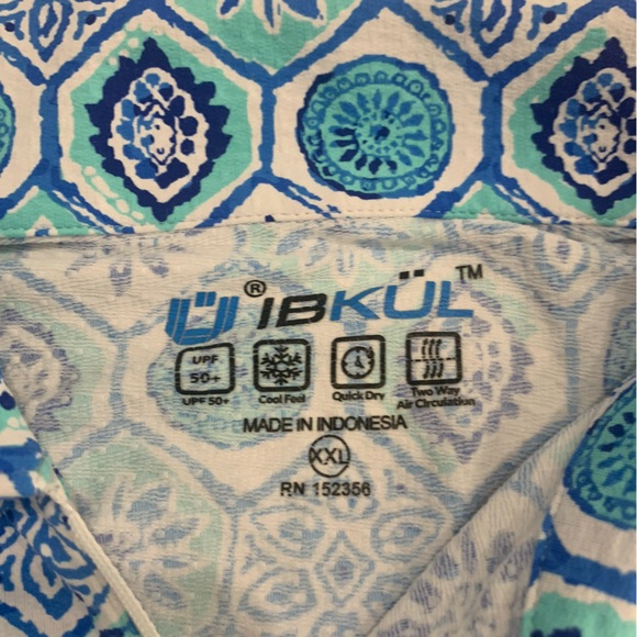 IBKUL Top Womens XXL Blue/white 1/4 Zip Mesh Long Sleeve Golf Tennis  Geometric - Picture 3 of 10